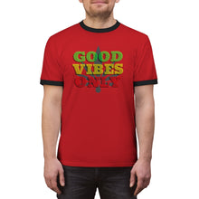 Load image into Gallery viewer, Unisex Good Vibes Only Ringer Tee.