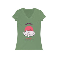 Load image into Gallery viewer, Women's "Cat Nap" Jersey Short Sleeve V-Neck Tee. $29.99