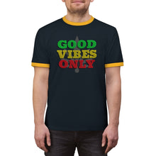Load image into Gallery viewer, Unisex Good Vibes Only Ringer Tee.