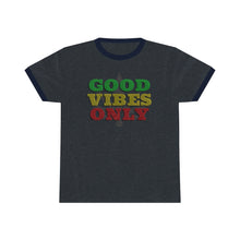 Load image into Gallery viewer, Unisex Good Vibes Only Ringer Tee.