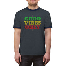 Load image into Gallery viewer, Unisex Good Vibes Only Ringer Tee.