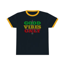 Load image into Gallery viewer, Unisex Good Vibes Only Ringer Tee.