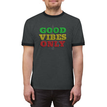 Load image into Gallery viewer, Unisex Good Vibes Only Ringer Tee.
