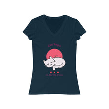 Load image into Gallery viewer, Women&#39;s &quot;Cat Nap&quot; Jersey Short Sleeve V-Neck Tee. $29.99

