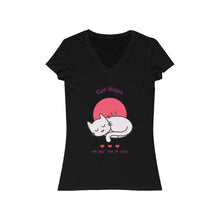 Load image into Gallery viewer, Women&#39;s &quot;Cat Nap&quot; Jersey Short Sleeve V-Neck Tee. $29.99
