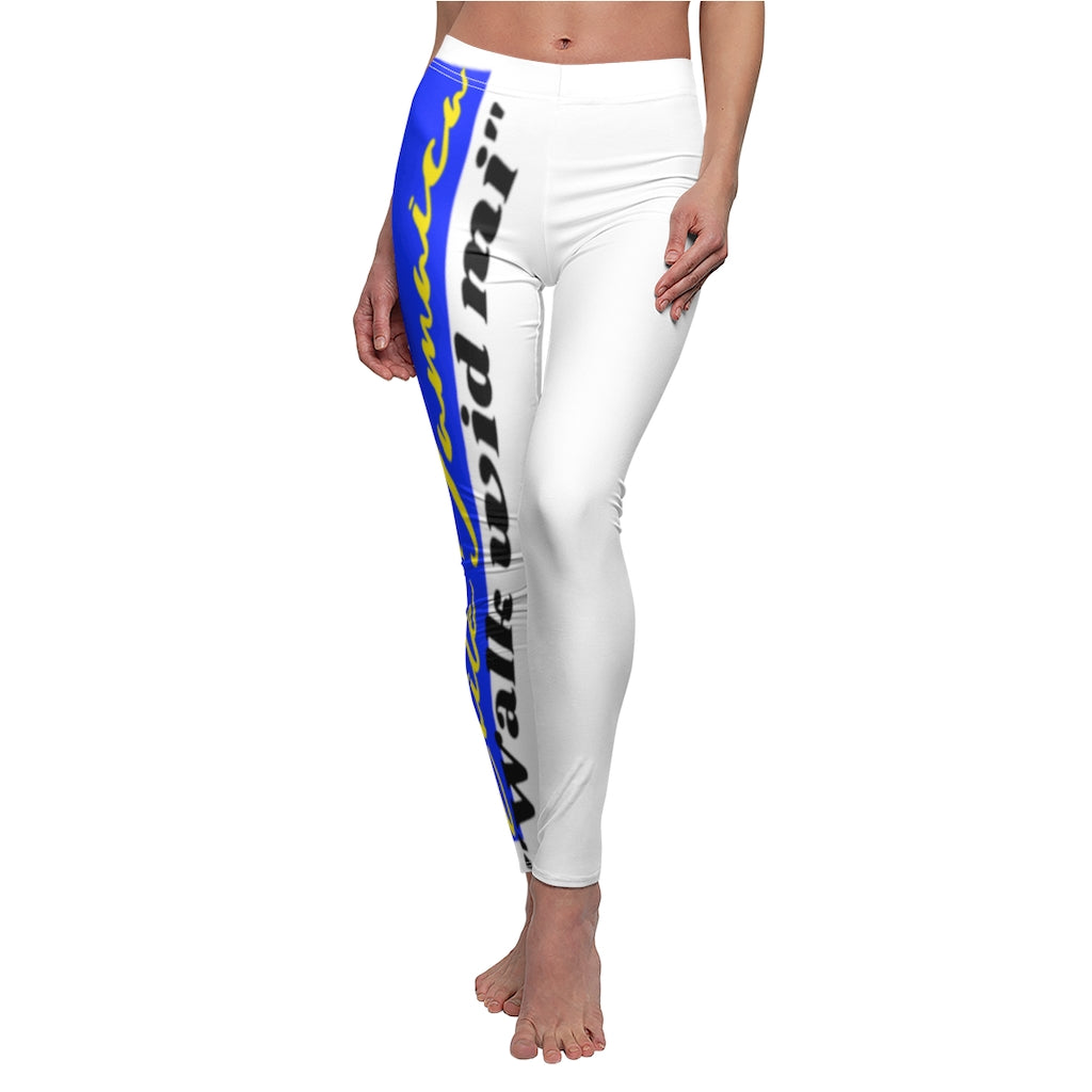 Women's Cut & Sew Casual Leggings, Elite Jamaica One leg print.