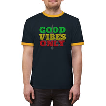 Load image into Gallery viewer, Unisex Good Vibes Only Ringer Tee.
