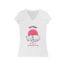 Load image into Gallery viewer, Women&#39;s &quot;Cat Nap&quot; Jersey Short Sleeve V-Neck Tee. $29.99
