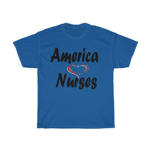 America Loves Nurses Unisex Heavy Cotton Tee.