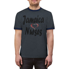 Load image into Gallery viewer, Jamaica Love Nurses Unisex Ringer Tee.
