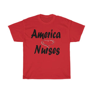 America Loves Nurses Unisex Heavy Cotton Tee.