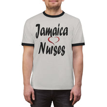 Load image into Gallery viewer, Jamaica Love Nurses Unisex Ringer Tee.
