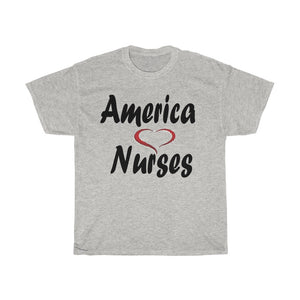 America Loves Nurses Unisex Heavy Cotton Tee.